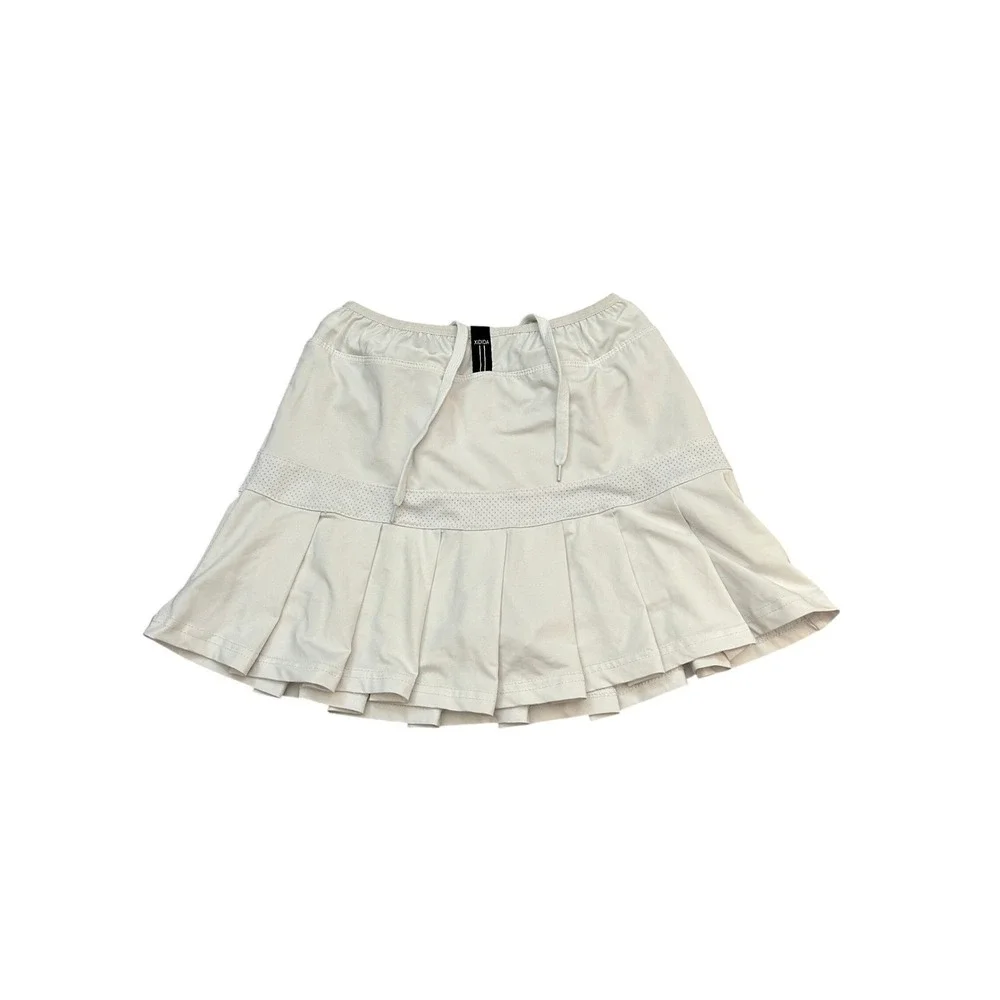 Vintage Sexy Tennis Skort Womens Large White Excellent Mesh Drawstring